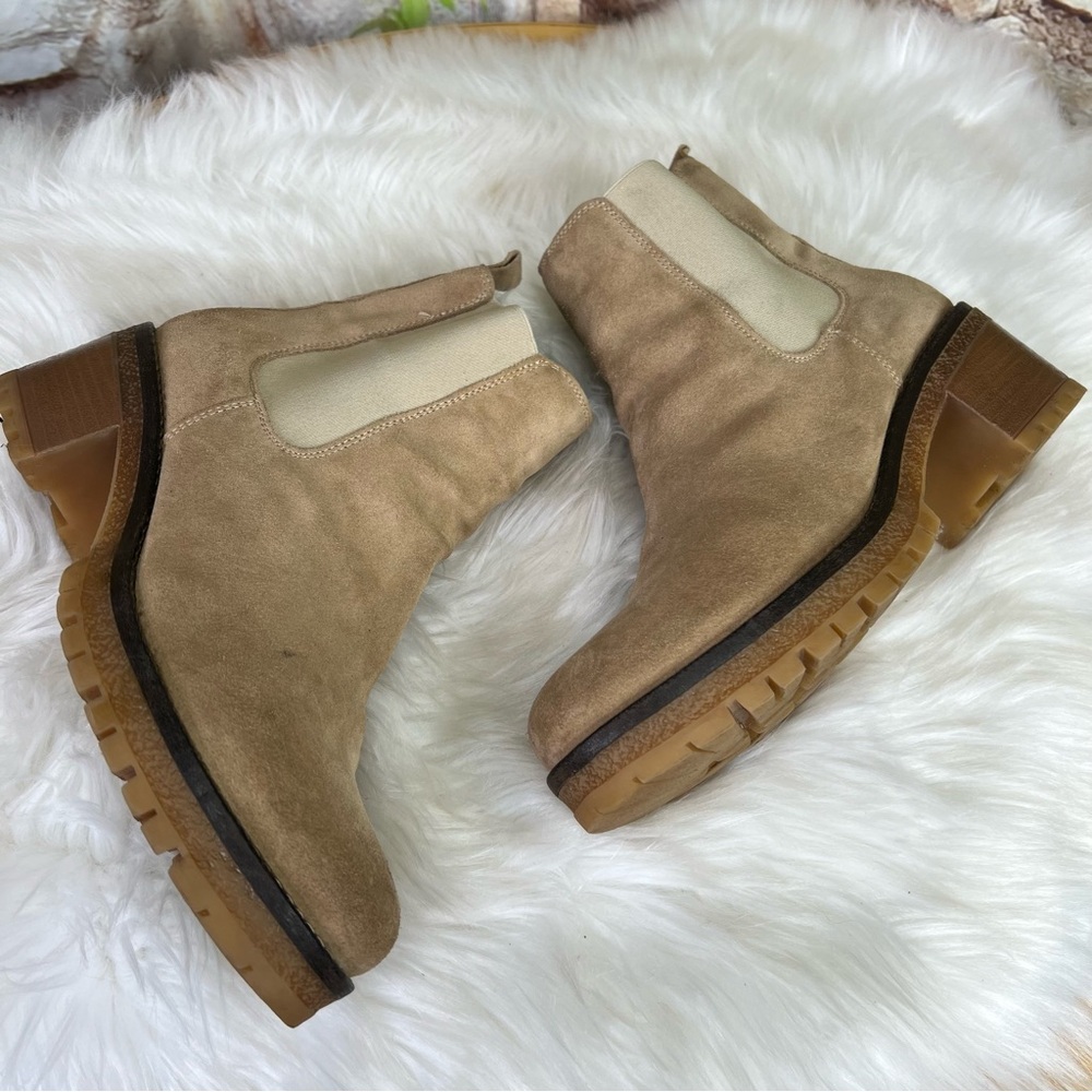 AVELLINI Suede Beige Chelsea Block Heel Ankle Boots, 9 - Picture 10 of 11